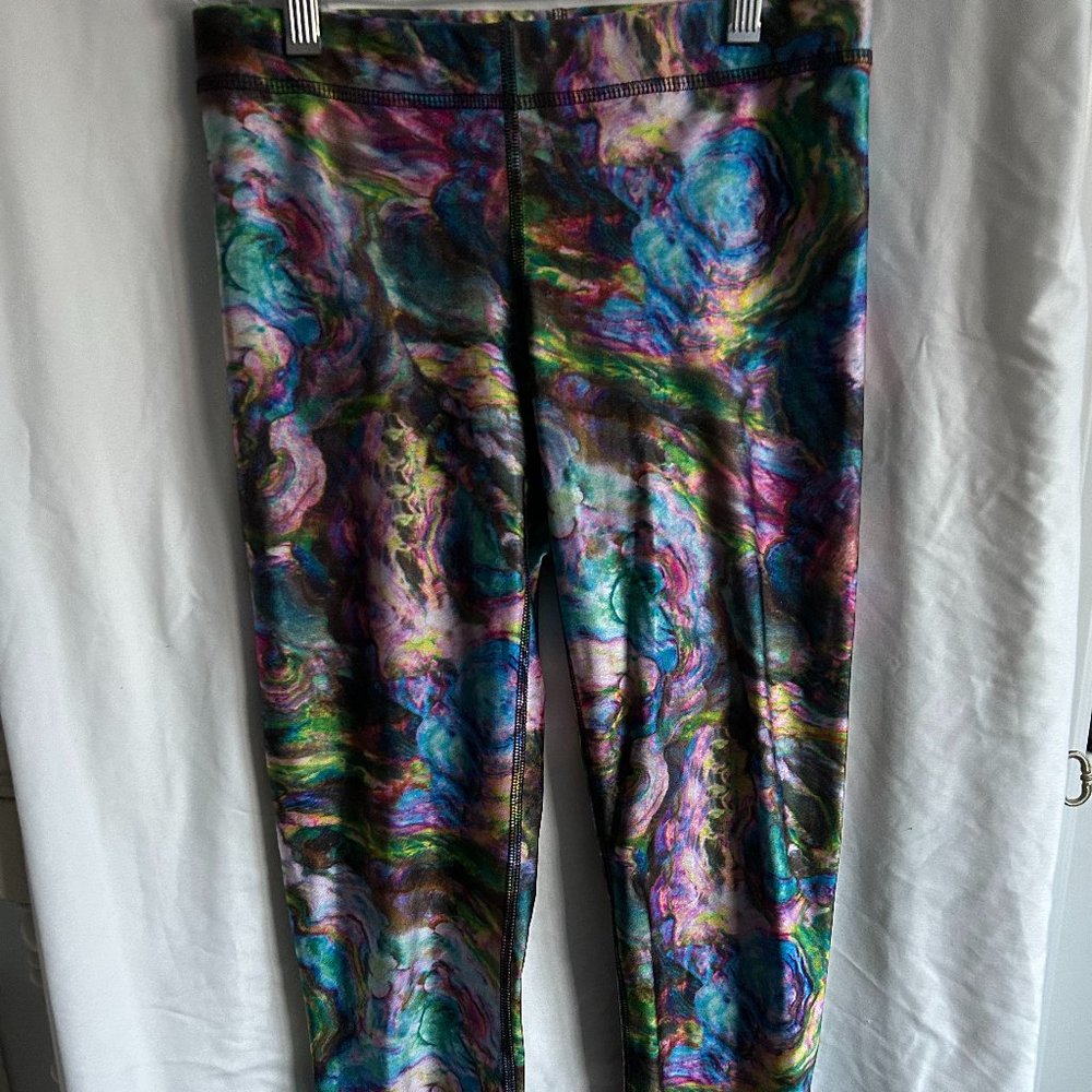 Terez Paint Swirl Print Workout Leggings